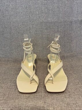 NEOUS Women’s Cream Ankle-Tie Strappy Sandals